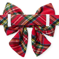 Tartan Flannel Christmas Lady Dog Bow