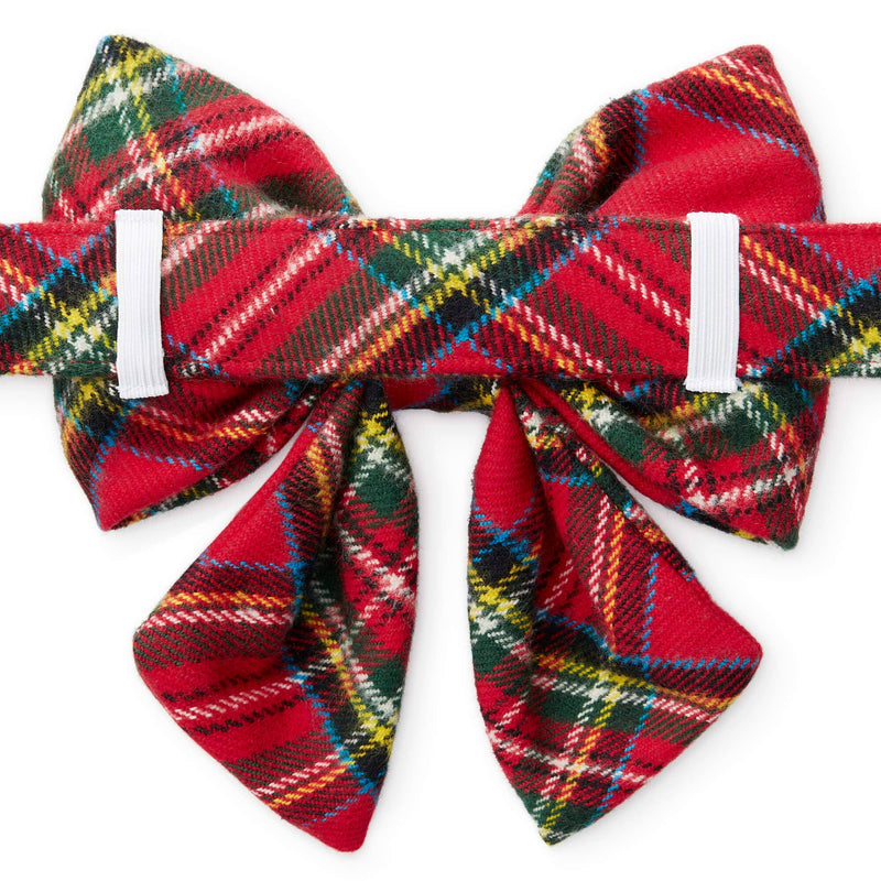 Tartan Flannel Christmas Lady Dog Bow