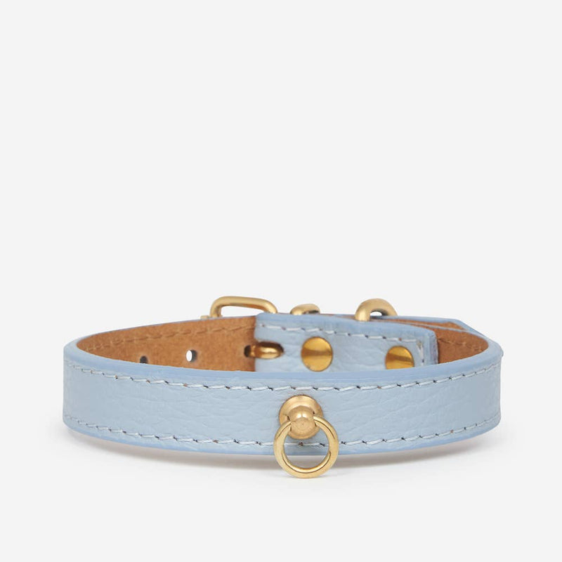 Toy Leather Collar in Light Blue