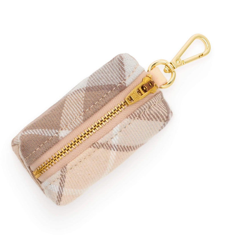 Beige Plaid Flannel Poop Bag Holder