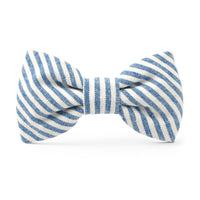 Blue Stripe Summer Dog Bow Tie
