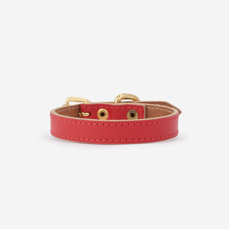 Toy Saffiano Leather Collar in Red