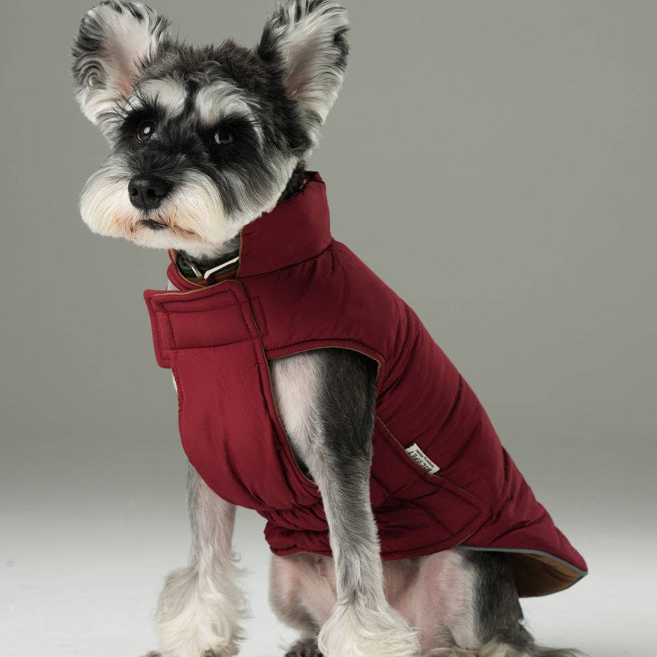 Reversible Dog Jacket -  Red/Camel