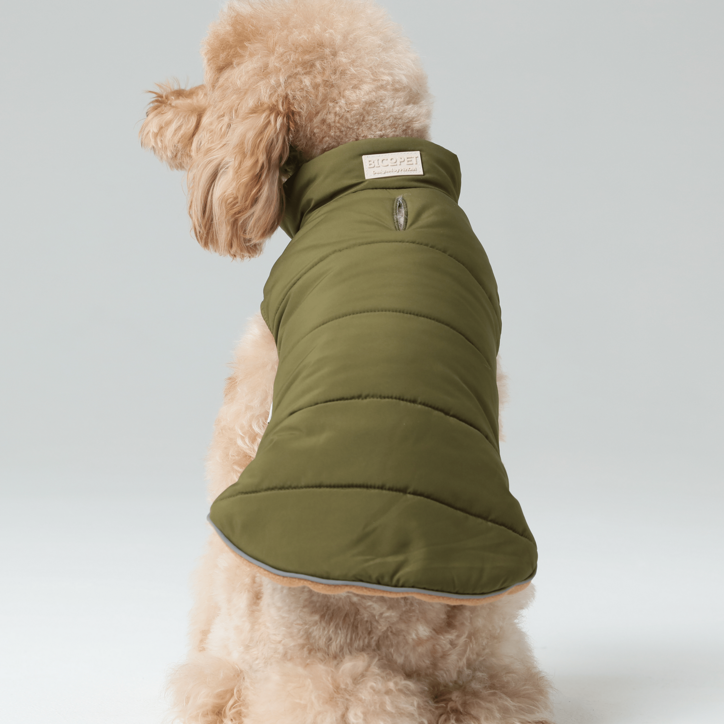 Reversible Dog Jacket - Green/Camel