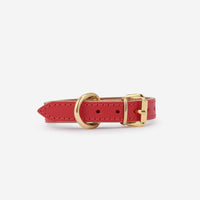 Toy Saffiano Leather Collar in Red