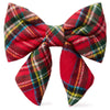 Tartan Flannel Christmas Lady Dog Bow