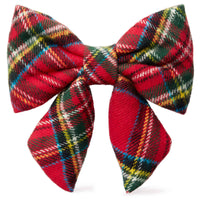Tartan Flannel Christmas Lady Dog Bow
